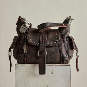 Free People “Baby Leigh” Distressed Tote Bag - Aged Graphite